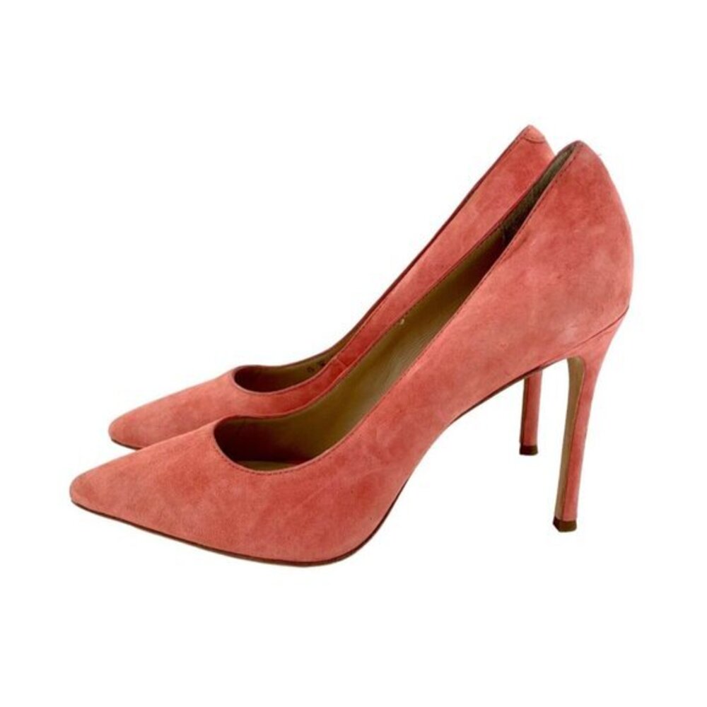 Pour La Victoire Celeste Orange Suede Leather Pointed Toe Pumps Sz 7.5 New